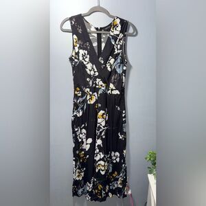 Yumi Kim Black Floral Sleeveless Daffney Jumpsuit Size Medium EUC